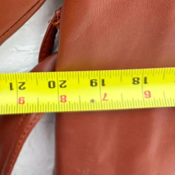 PR Womens Vintage Faux Leather Boho Style Long Coat Rust Size 13/14 - Picture 4 of 16